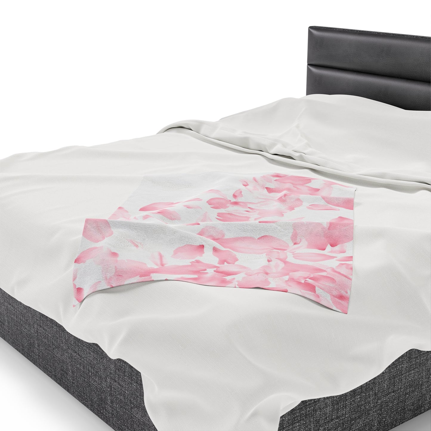 Pink Rose Petals Velveteen Plush Blanket