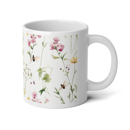 Bumblebee in flowers Jumbo Mug, 20oz