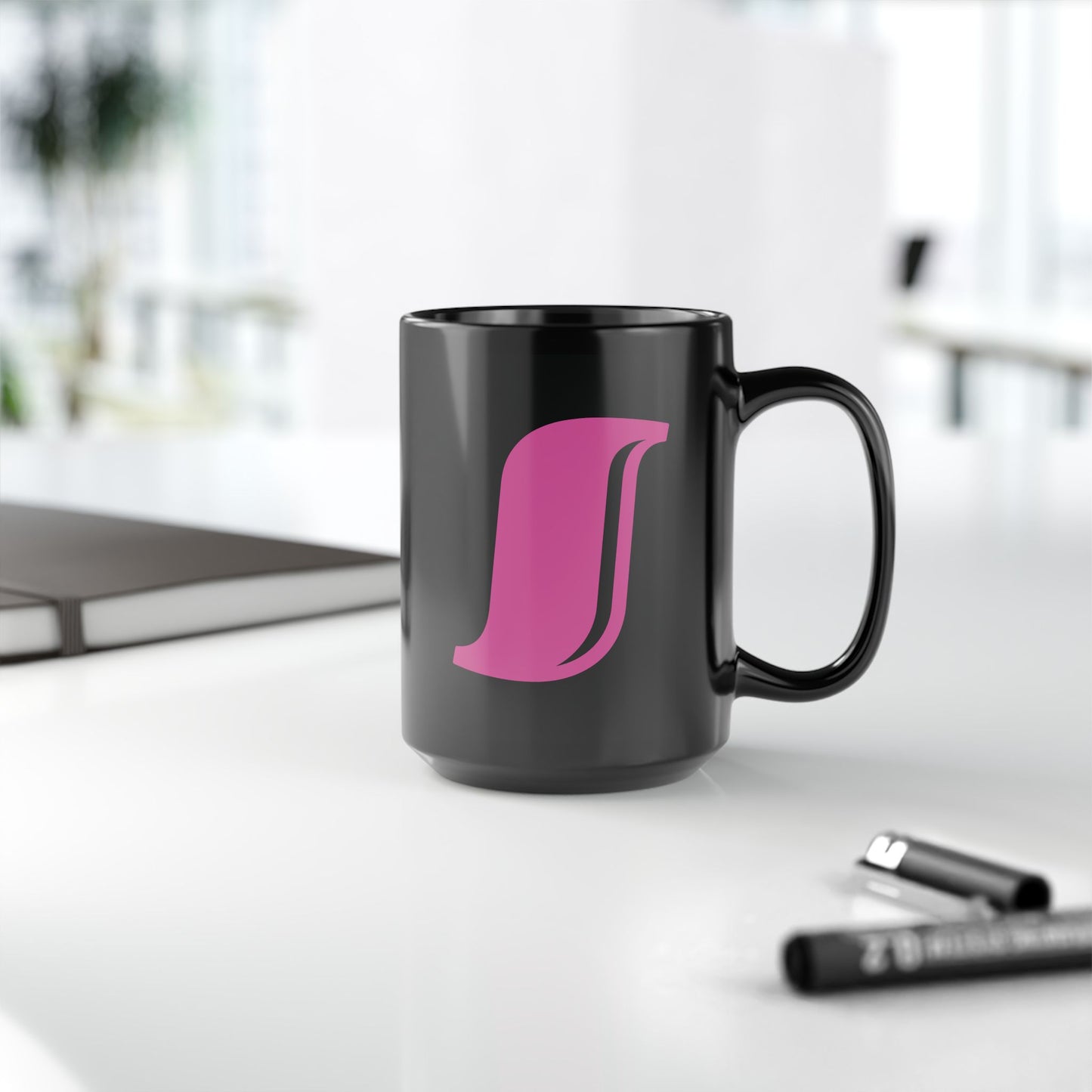Mug Hot Pink Initial Black "S"