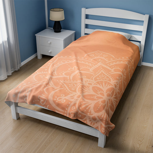 Mandala Peach Velveteen Plush Blanket