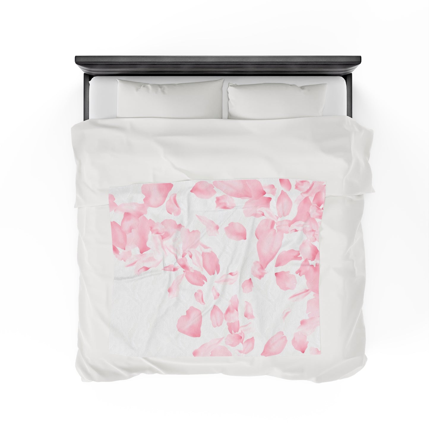 Pink Rose Petals Velveteen Plush Blanket