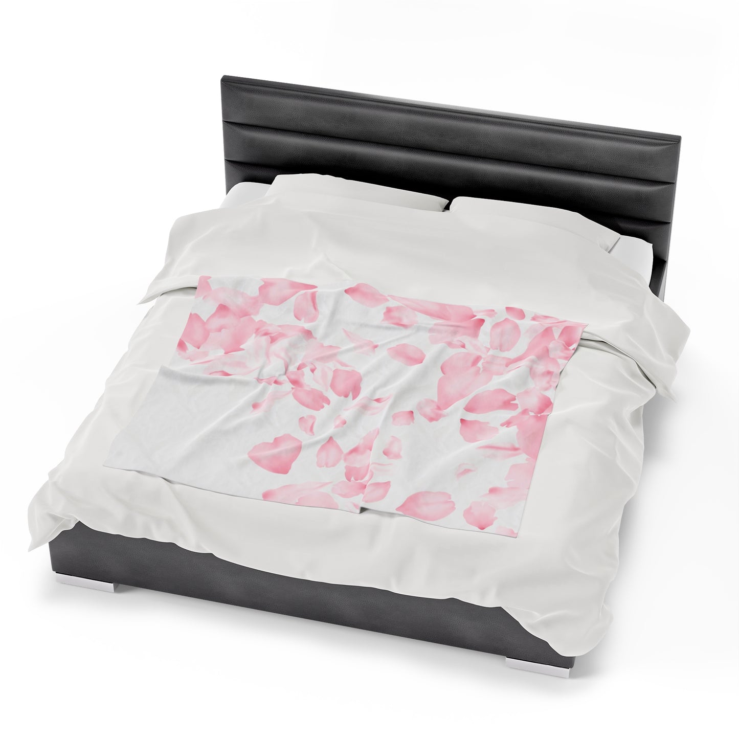 Pink Rose Petals Velveteen Plush Blanket