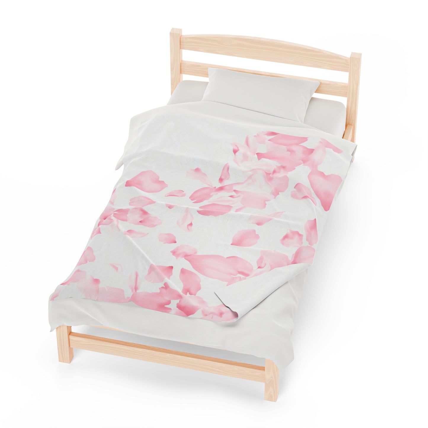 Pink Rose Petals Velveteen Plush Blanket