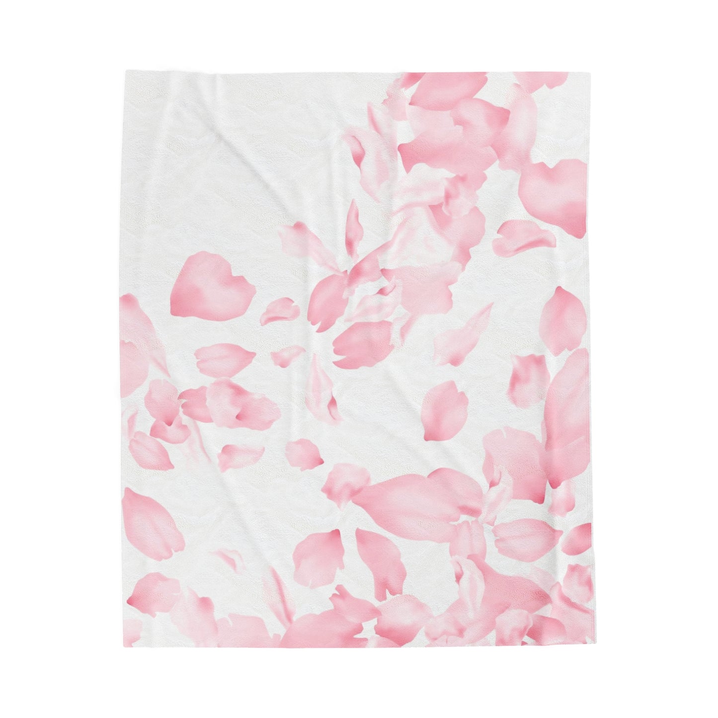 Pink Rose Petals Velveteen Plush Blanket