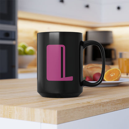 Mug Hot Pink Initial Black "L"