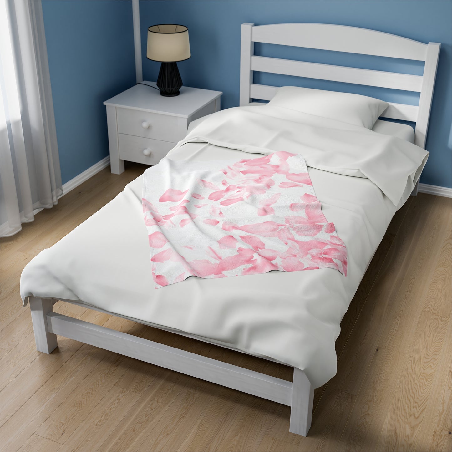 Pink Rose Petals Velveteen Plush Blanket