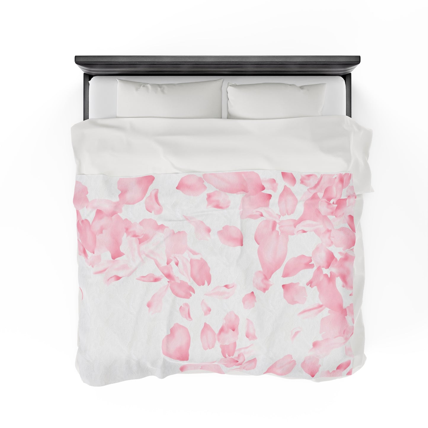 Pink Rose Petals Velveteen Plush Blanket