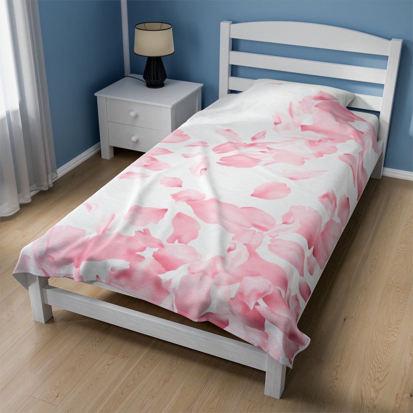 Pink Rose Petals Velveteen Plush Blanket