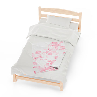 Pink Rose Petals Velveteen Plush Blanket