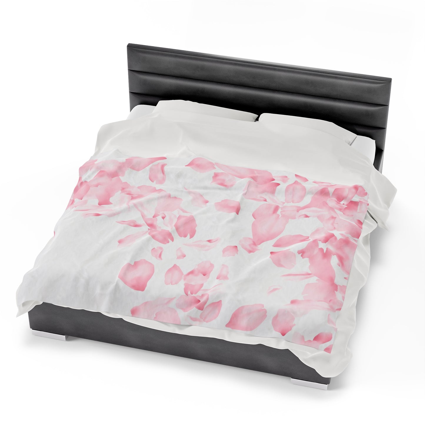 Pink Rose Petals Velveteen Plush Blanket