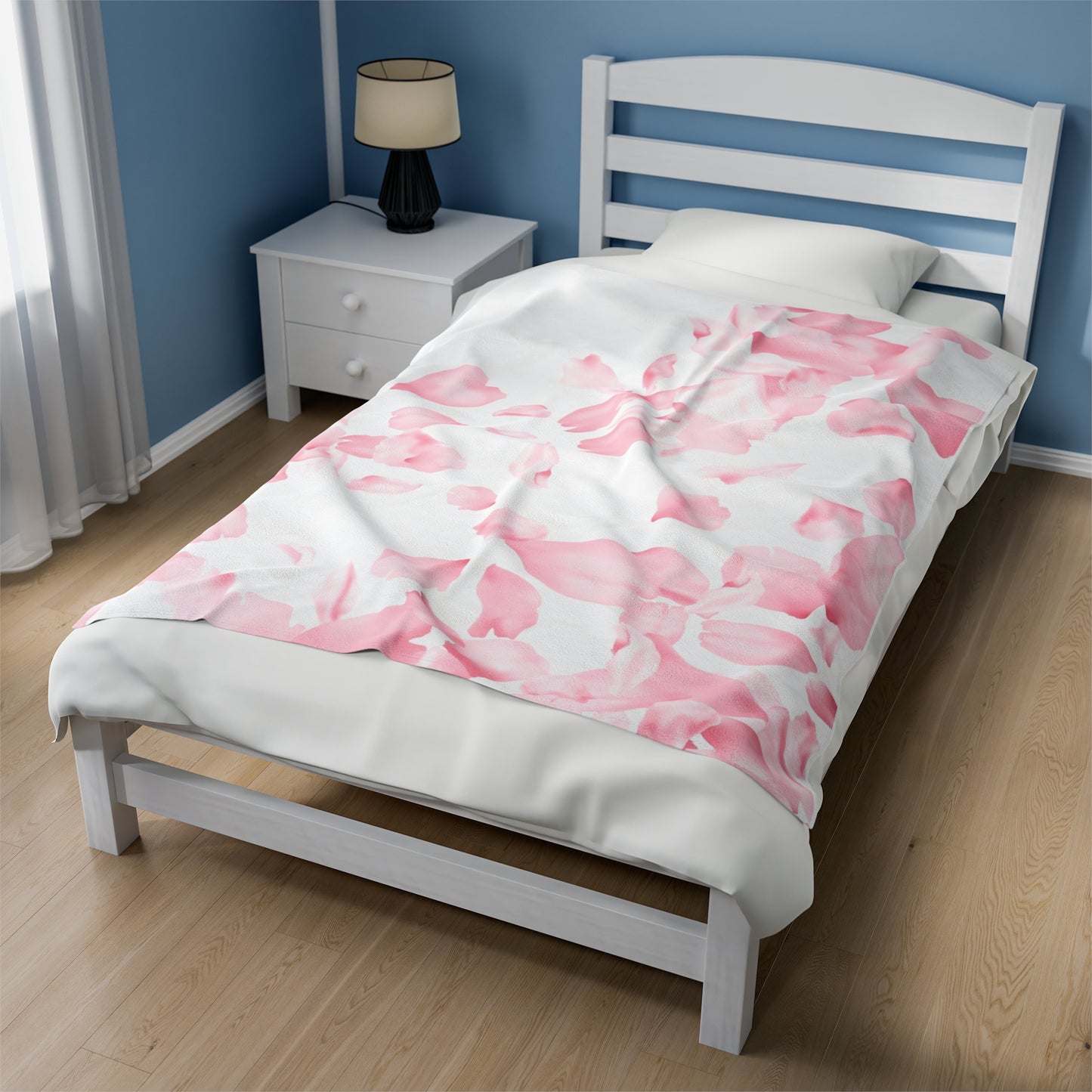 Pink Rose Petals Velveteen Plush Blanket